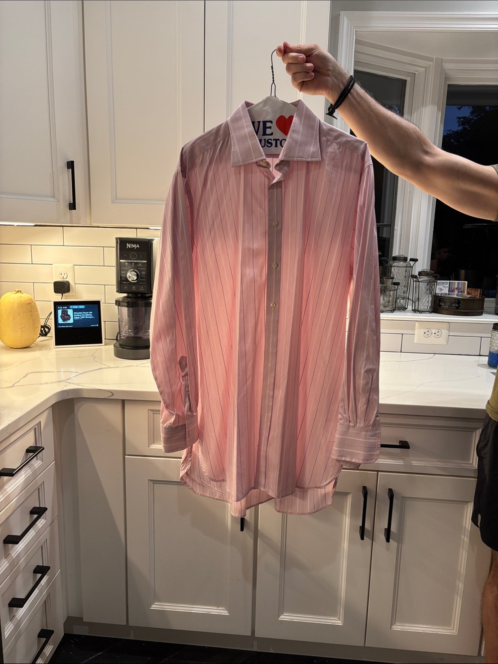 Thomas Pink Light Pink Striped Dress Shirt